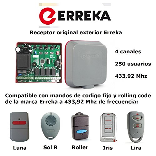 Receptor universal exterior 4 canales Erreka IRIN4B valido para mandos Erreka de codigo fijo y codigo variable (rolling code)