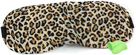 Sleep Mask Eye Mask Travel Mask 3D Contoured with Ear Plugs for Sleeping Travel Napping Shift Work Meditation Soft Comfortable Adjustable Lightweight (Leopard)