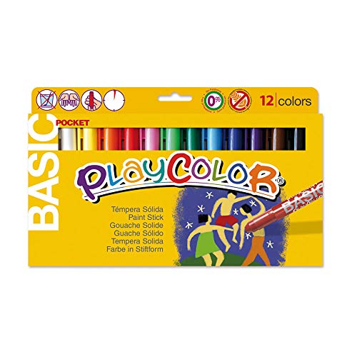 Playcolor 421981 - Pack de 12 temperas solidas, multicolor