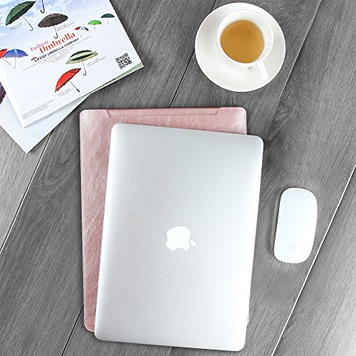GENORTH® Wasserdicht Mikrofaser PU Leder Laptop Hülle für MacBook Pro 13 Zoll mit innen- und Außenbereich Mauspad(New MacBook Pro 13“ in 2016, Rose Gold) - 7