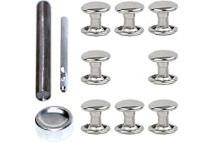 YiChuangXin Hohlnieten für Leder, Ledernieten, Doppelkappe Nieten, Gürtelnieten Kappe (Silber mit Werkzeug, 8mm 85Stück)