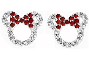 Kaguyo Boucles d'oreilles en argent sterling pour femmes, argent sterling pavé d'améthyste vert bleu rouge zircone mignonne souris boucles d'oreilles pour femmes filles enfants