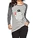 Produktbild Tianwlio Damen Lässige Langarmshirt Hoodie Pullover Mode Weihnachten Schneemann T-Shirt Bluse Tops mit Sieben Vierteln Gedruckt Blusen Grau L