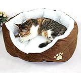MFEIR Hundebett Katzenbett Baumwolle Pet Bett Kissen für Hunde Katzen Kleintiere,Braun,Klein