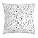 Produktbild Money Throw Pillow Cushion Cover, Monochrome Pattern with Euro Dollar Yen Symbols Coins Piggy Bank Stock Graphs Doodle, Decorative Square Accent Pillow Case, 18 X 18 inches, Black White