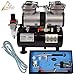 Produktbild Profi Airbrush Set – Airbrush duo-power II AIRBRUSH Kit mit Airbrush Kompressor/Professional Airbrush Kompressor mit Airbrush Pistole Double/Zwei Zylinder Airbrush gun/Airbrush – Airbrush Schlauch Pinsel für Reinigung und 2 Stück Farben. Giunti Rapid Basis Ausrüstung für jeden AIRBRUSH Profi