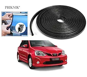 PRIKNIK Car U Shape Edge Trim Rubber Strip Seal Protector Car Door Edge Guards (16 ft/5 m, Black) Compatible with Toyota Etios Liva