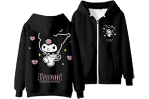 WANHONGYUE Kuromi Cartoon Felpa con Cappuccio Pullover a Maniche Lunghe Maglione con Cerniera da Donna Ragazze