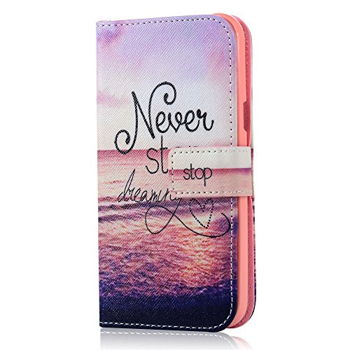 BADALink Hülle für Samsung Galaxy J5 2015 PU Leder Wallet Flip Case Bookstyle Softcase Schutzhülle Etui Schale mit Magnetverschluss Meer Muster Never Stop Learning Rot Cover Shell+Eingabestift +Staubstecker - 9