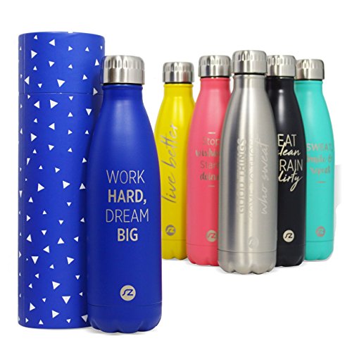 Sternitz Botella de Agua Hydra Acero Inoxidable con Aislamiento al vacio. Mantiene Tus Bebidas frías por 24 Horas y Calientes por 12 Horas. Water Bottle (Azul Marino)