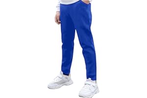 HAOLEI Pantalones Deportivos de Algodón para Niños y Niñas,Cintura Elástica Alta Pantalon Chandal con Bolsillos Holgados Casual Color Sólido Pantalón Deporte Cómodo Jogger Pants Ropa Niño 2-15 Años