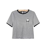 Camisetas Cortas Manga Corta Mujer Camiseta de Rayas Camisas de Mujer Camisetas de Tirantes Anchas Remeras Camisa Para Mujer Deporte Verano Poleras Top Blusas de Señora T Shirt Tira M