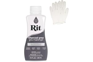 CRAFT COUNTY Rit Dye – Liquid Fabric Dye for Crafting, Clothing, and Décor – 8 oz. Bottle – Charcoal Gray (Gloves Included)