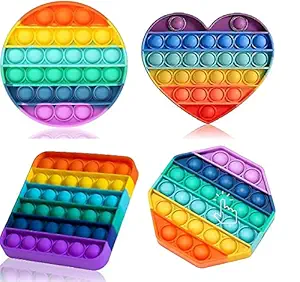 K.P.N Pop It Fidget Toys, Big Push Pop Its Bubble Fidget Sensory Toy, Autism Special Needs Silicone Stress Relief Toys, Sensory Toys Gifts for Girls, Boys, Kids, Adults (Square/Round/ Heart /Octa)