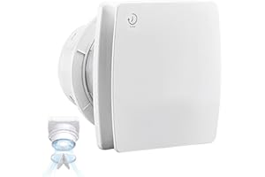 VRIETINA Wentylator łazienkowy 100 mm z przepływem ≤34 dB Cichy i mocny wentylator wyciągowy, 12 W 2400 obr/min IPX4 Wentylator ścienny z klapą przeciwprzepływową, łatwy do zamontowania na oknie, suficie