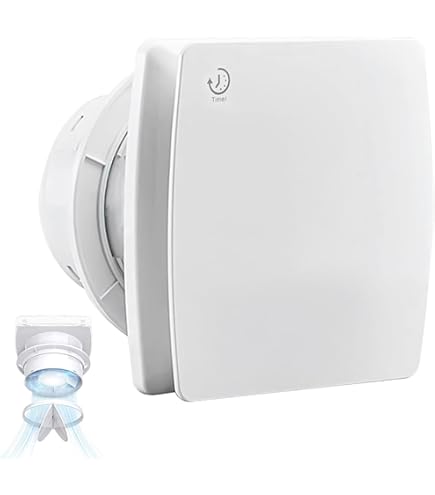 Badkamerventilator rond 100 mm wit met timer en vochtsensor