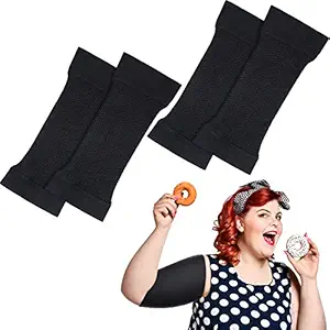 2 Pairs Arm Shapers for Plus Size Women, Upper Arm Sleeves Slimming Arm Wraps Slim Arm Compression Sleeve for Flabby Arms Tone Shape (Black, L)