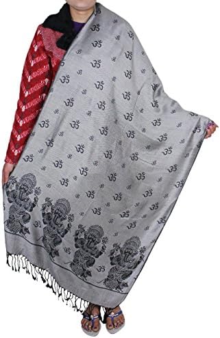 Indian Stole Wrap - God Ganesha OM Patterened Beautiful Gift for Women -214 x 76 CM
