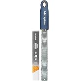 Microplane Zester Kitchen Grater in Blue Denim for Citrus, Parmesan, Ginger, Chocolate and Nutmeg with Fine Stainless Steel B
