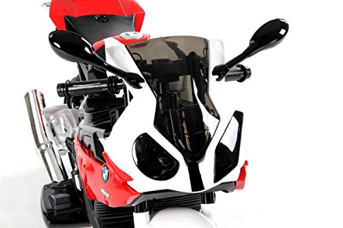 BMW S 1000 RR Original Lizensiert Motorrad für Kinder, EVA räder, Metallrahmen, Zündschlüssel, 2x Motor, 12 V Batterie, abnehmbare Hilfsräder