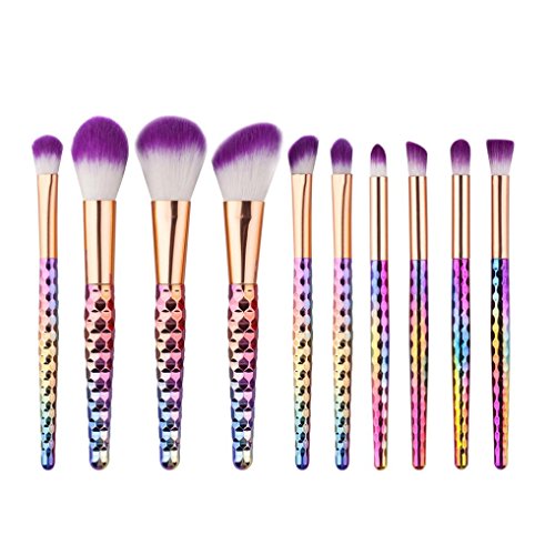 Make Up Brushes, Webla 10 pcs Rainbow Color Make Up Brush Set Foundation Eyebrow Eyeliner Blush Cosmetic Concealer Brushes Make-up Tools Toiletry Kit
