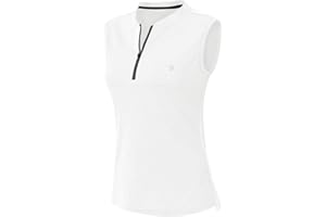 YSENTO Womens Sleeveless Golf Polo Shirts Zip UP Tennis Sports Athletic Tank Tops UPF 50+