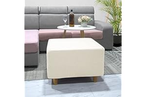 VEAI Square Ottoman Cover Bezug Für Fußhocker Sitzhocker Elastisch Husse Für Sofa Fußbank Jacquard Überzug Für Rechteckiger Hocker Fußschemel Fußstütze Quadratisch Schonbezug Sofabezug (Color : F)