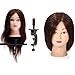 LuckyFine 22 inch 100% Real Long Brown Human Hair Hairdressing Practice Training Head Mannequin + Adjustable Holder