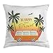 Produktbild Sea Throw Pillow Cushion Cover, Retro Surf Van with Palms Camping Relax Hippie Travel Be Happy Free 60s Theme, Decorative Square Accent Pillow Case, 18 X 18 Inches, Orange Green Yellow