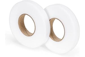 Carehabi 2pcs Bande Ourlet Thermocollante 20mm, Ruban Thermocollant Couture Accessoires Hem Tape fer à repasser pour Rideaux, Pantalons, Textile, Raccourcis (64 m de longueur/rouleaux)