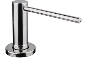 AIKE Dispenser Sapone Lavello per Cucina e Bagno, Dosatore Sapone da Incasso, con Pompa in Acciaio Inossidabile, Bottiglia da 500 ml, Ricarica Dall'alto, Lucido