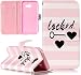 Produktbild ISENPENK Samsung Galaxy A5(2017) Handy Lederhülle Für Samsung Galaxy A5(2017) Klapp Hülle Leder Muster [Herz Rosa] Original Magnet Bookstyle Flip Cover Wallet,Tasche Mit Gürtelclip Leder PU Lederhülle Schale Standfunktion Etui Schutzhülle Credit Card Slots Case Schutzhülle