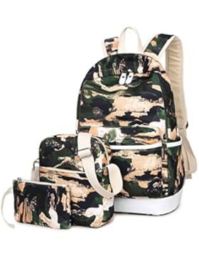 Joymoze Wasserdichter Modischer Bedruckter Schulrucksack für Mädchen Süß Laptop Rucksack Set 3 Stück für Damen...