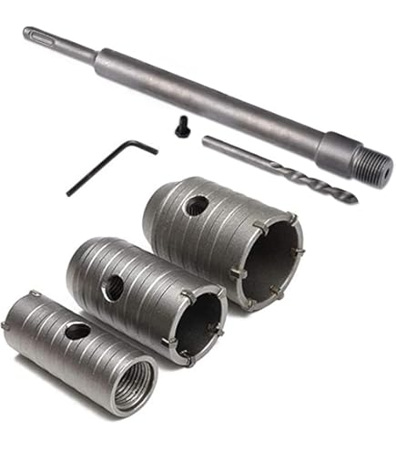 SALI Boorkroon 125 mm, SDS Plus M22 schroefdraad, SDS Plus schacht 220 mm, wandgatzaagset met hardmetalen centreerboor voor metselwerk, natuursteen, zandsteen, kunststeen, beton, marmer, tegels
