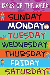 Days of The Week Poster|Decorative Poster|Poster for Kindergarten, Kids Room, Cupboards|Poster for Interior Decoration|Decorative Wall Poster|Self Adhesive Wall Poster