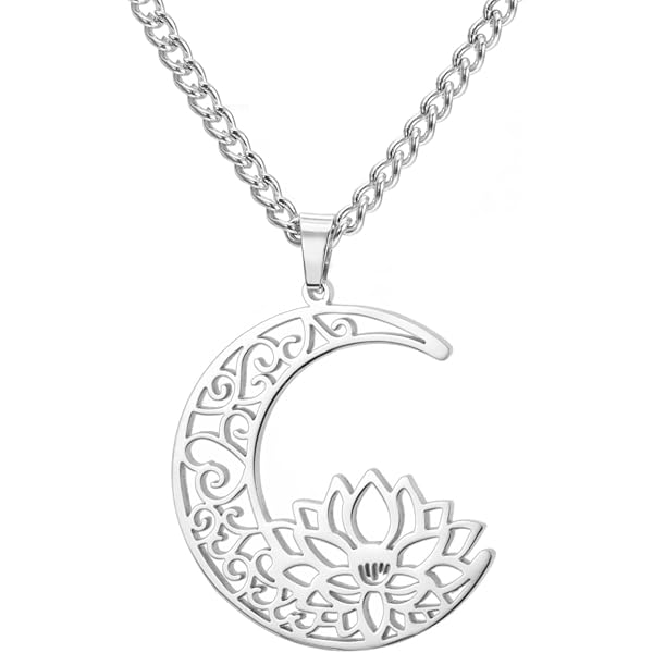 kkjoy Anello da Yoga con Fiore di Loto Traforato in Acciaio Inossidabile Buddismo Lotus Regolabile Anelli Aperti Gioielli Ispiratori Regalo per Donne Adolescenti Ragazze