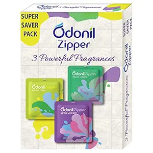 Odonil Bathroom Air Freshener Zipper Mix -30gm Citrus, Jasmine, Lavender(10gm*3)