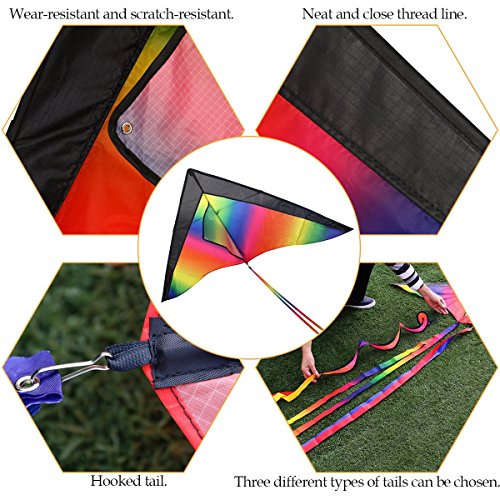 BESTOYARD Rainbow Kite for Kids and Adults Easy Flyer Kite for Outdoor Games Activities with String BESTOYARD Rainbow Kite for Kids and Adults Easy Flyer Kite for Outdoor Games Activities with String