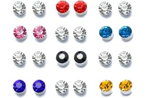 Jitnga 12 Pares De Aretes Magnéticos, Aretes Falsos Sin Perforaciones, Aretes Redondos De Cristal, Juego De Aretes Magnéticos, Aretes Magnéticos Para Niñas, Niños, Hombres Y Mujeres