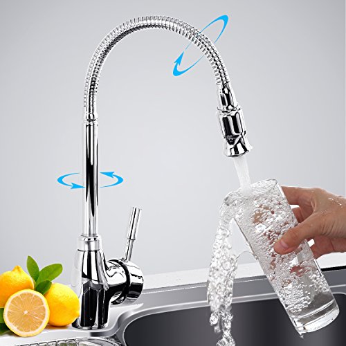 TAPCET Grifos modernos de Cocina ,Agua Fría Y Caliente Grifo,de Latón Maciz,304 Cromo Durable,360° rotación especificaciones europeas