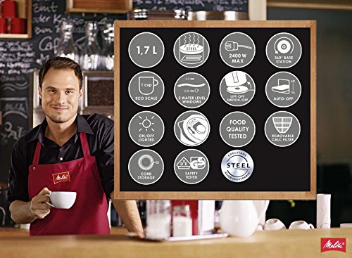 Melitta Wasserkocher Easy Top Aqua 1,7 Liter Hochglanz 2.400 Watt, schwarz/Edelstahl 101604 - 7