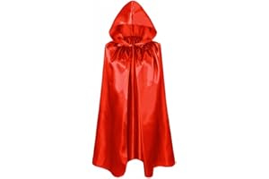 Proumhang Rosso Mantello con Cappuccio per Bambini e Bambine Mantello con Cappuccio Mantello da Strega Mantello da Vampiro Mantello del Diavolo Halloween Masquerade Natale Cosplay 120cm