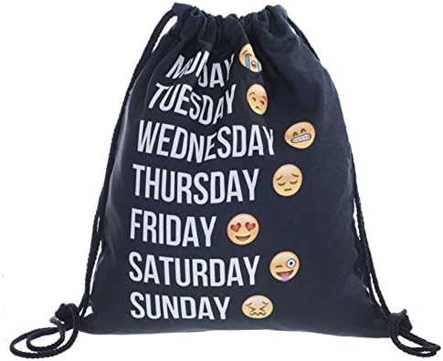 Emoji Drawstring Bag Portable Backpack- Toiletry Bags Tote Travel Bags Sports Daypack Gym Backpack Black Duffle Bag Ted Baker Shopper Bag XIYUNTE VC033
