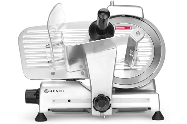 HENDI Trancheuse électrique, multi-usages, pour jambons, saucissons, viandes, Profi Line 220, lame Ø: 220mm, épaisseur de tranche (0-12mm), 220-240V, 280W, 506x435x(H)347mm, argent, aluminium, inox