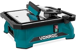 VONROC Tagliapiastrelle VONROC 650W - Piano Inclinabile 0-45°, Serbatoio Acqua, Lama Diamantata Ø180mm, Guida Parallela, Sicurezza Inclusa