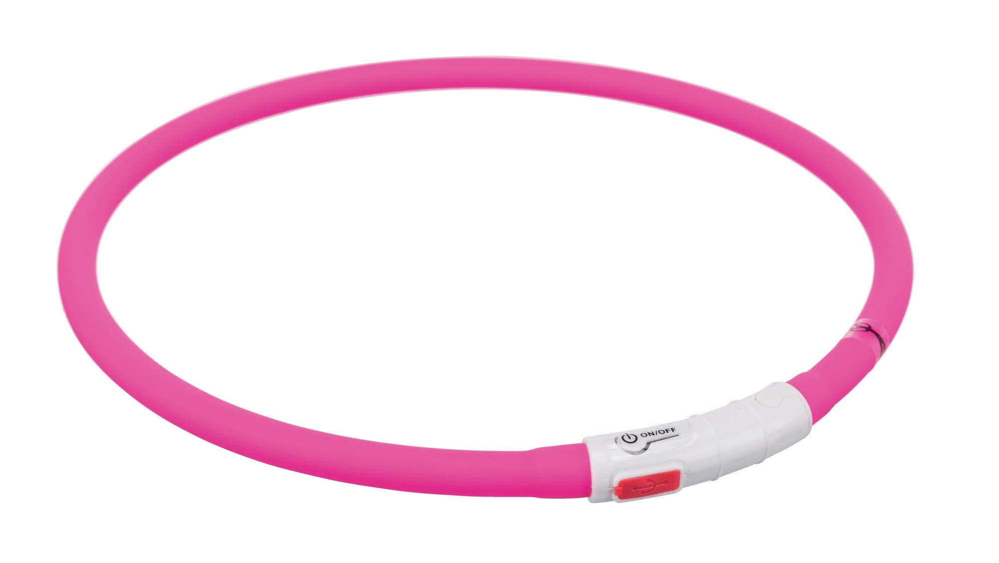 Trixie Flash Light Ring for Dogs USB Silicone, XS-XL: 70cm/10mm - Pink