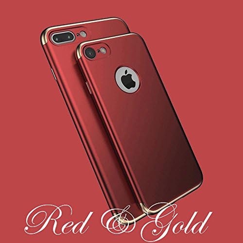 iPhone 6 6S Case, Zonewire® [3 in 1 Series] Non Slip Surface Shockproof Electro Plating Texture Skin Protector [hard] For Apple iPhone 6 6S (4.7") &amp; Screen Protector (RED AND GOLD)