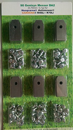 ***90 Messer (0,75mm) & Schrauben für Husqvarna Automower & Gardena R40Li/R70Li in praktischer Aufbewahrungsbox