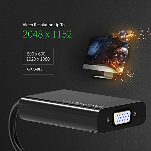 OMorc 1080P USB 3.0 auf VGA Adapter Kabel Video Grafikkarte Multi-Display Monitor Externe Konverter Cable für PC Laptop, Windows 10 / 8.1 / 8 / 7 / XP, Mac OS X 10.8 - 2