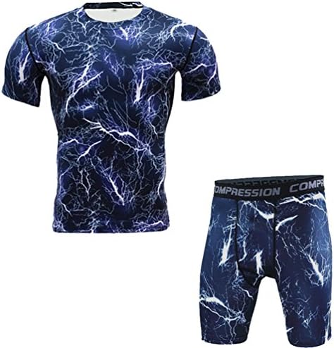 YiJee Mens Quick Dry Tight Compression Base Layer Short Sleeve T-Shirt And Pants 2XL